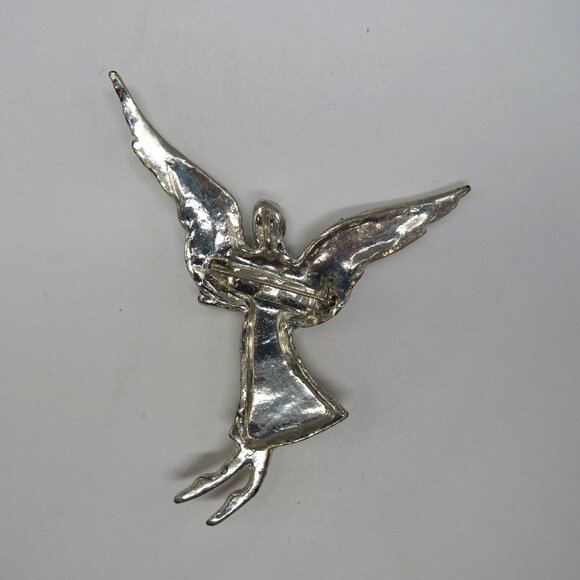 Angel Brooch You Are Loved 2.5" Silver Tone Pin Guardian Heavenly Religious - Picture 8 of 11